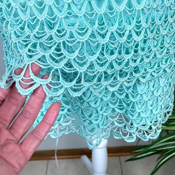 Cato, Plus Size 18/20W Sleeveless Top Pastel Green Eyelet Tiered EUC - Picture 4 of 11